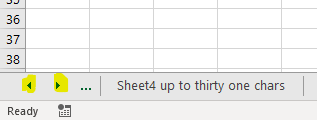 excel sheets left-right