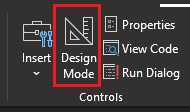 Excel developer Design Mode tab